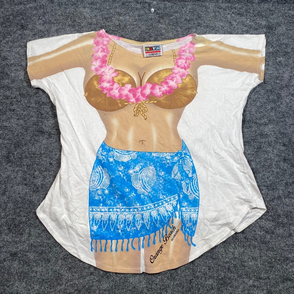 Fun 2 Wear Bikini Body Cover Up T-Shirt Orange Beach Alabama White OSFA